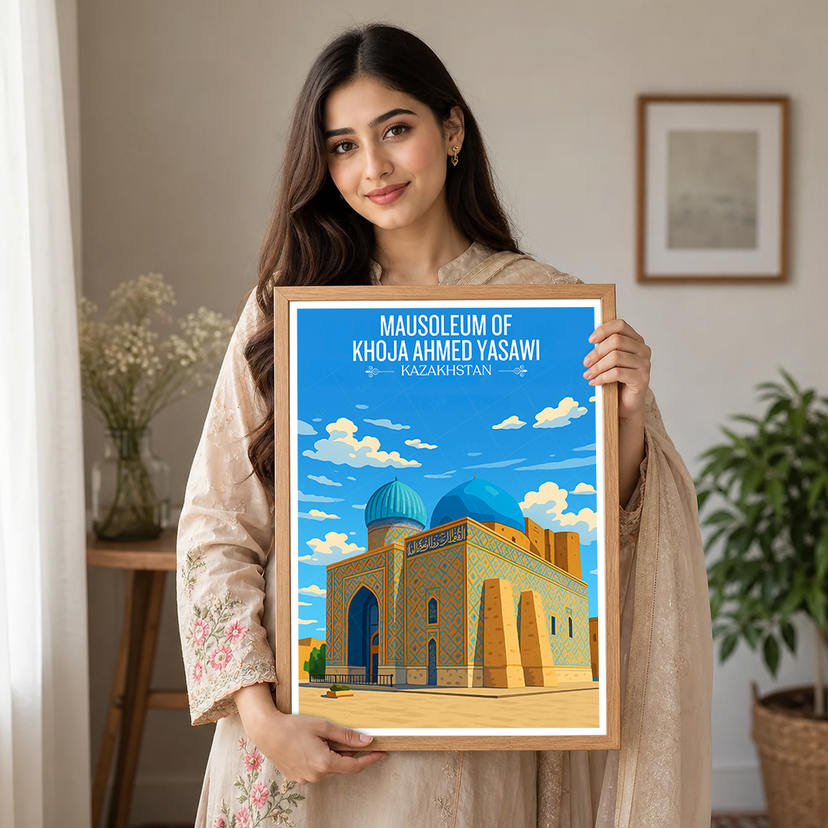 Mausoleum of Khoja Ahmed Yasawi - Kazakhstan - Travel Art Wall Deco Poster Print - Art Print - Travel Art Poster