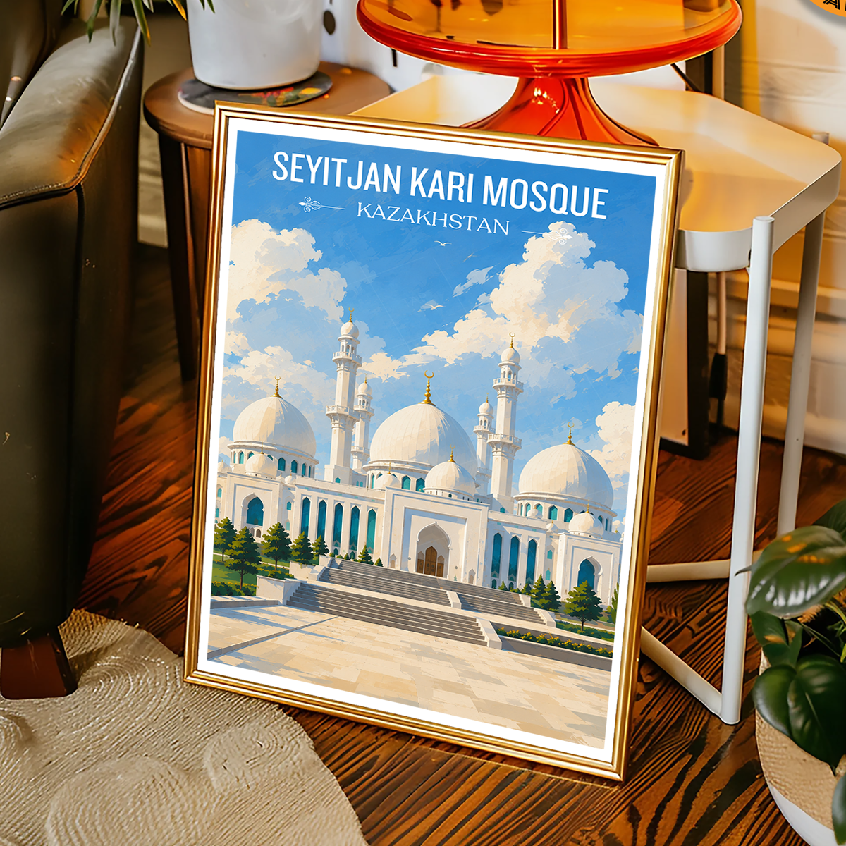 Seyitjan Kari Mosque - Kazakhstan - Travel Art Wall Deco Poster Print - Art Print - Travel Art Poster