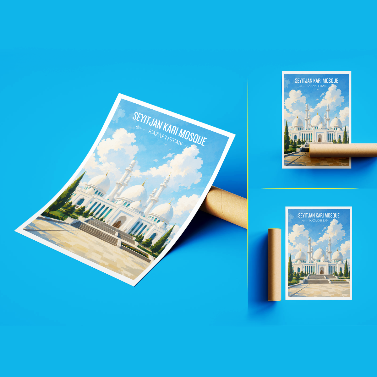 Seyitjan Kari Mosque - Kazakhstan - Travel Art Wall Deco Poster Print - Art Print - Travel Art Poster