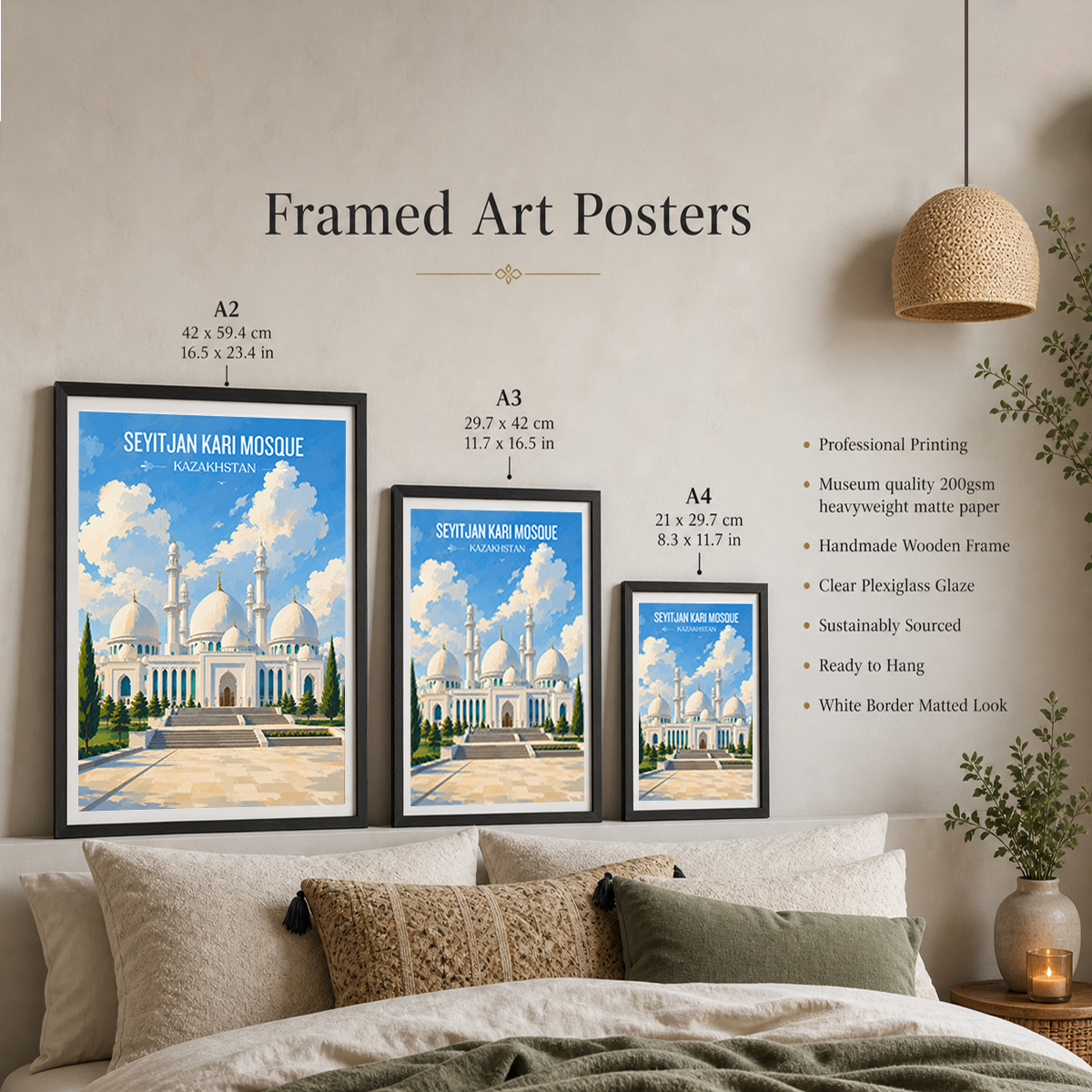 Seyitjan Kari Mosque - Kazakhstan - Travel Art Wall Deco Poster Print - Art Print - Travel Art Poster