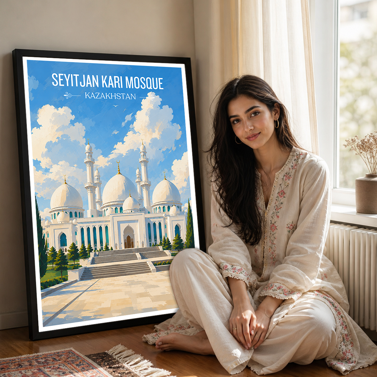 Seyitjan Kari Mosque - Kazakhstan - Travel Art Wall Deco Poster Print - Art Print - Travel Art Poster