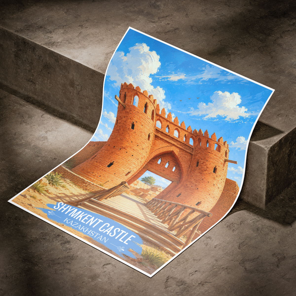 Shymkent Castle - Kazakhstan - Travel Art Wall Deco Poster Print - Art Print - Travel Art Poster