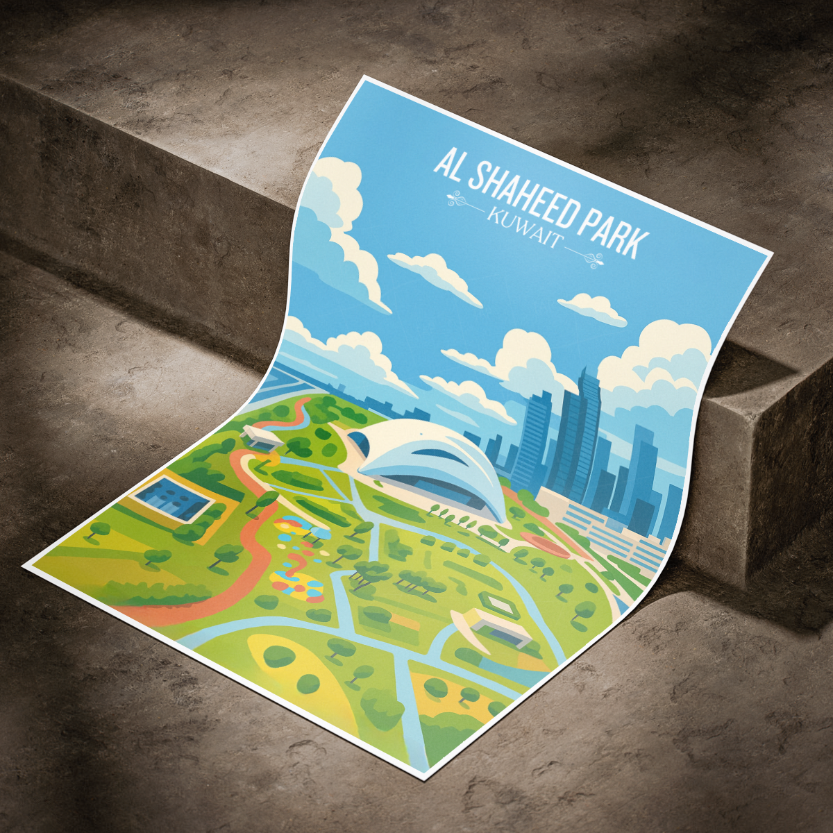 Al Shaheed Park - Kuwait - Travel Art Wall Deco Poster Print - Art Print - Travel Art Poster