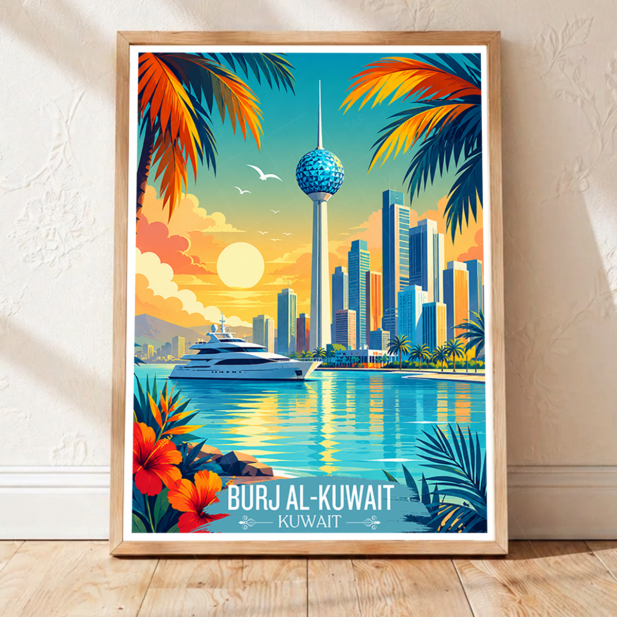 Burj Al-Kuwait - Kuwait - Travel Art Wall Deco Poster Print - Art Print - Travel Art Poster