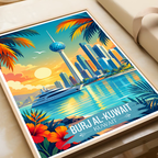 Burj Al-Kuwait - Kuwait - Travel Art Wall Deco Poster Print - Art Print - Travel Art Poster