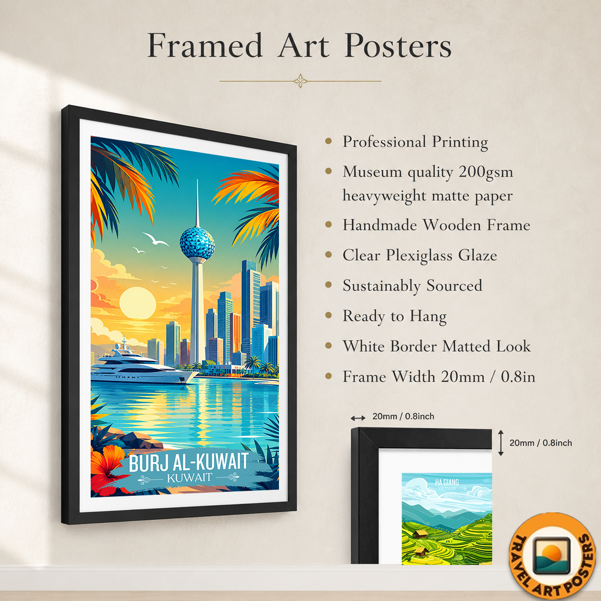 Burj Al-Kuwait - Kuwait - Travel Art Wall Deco Poster Print - Art Print - Travel Art Poster