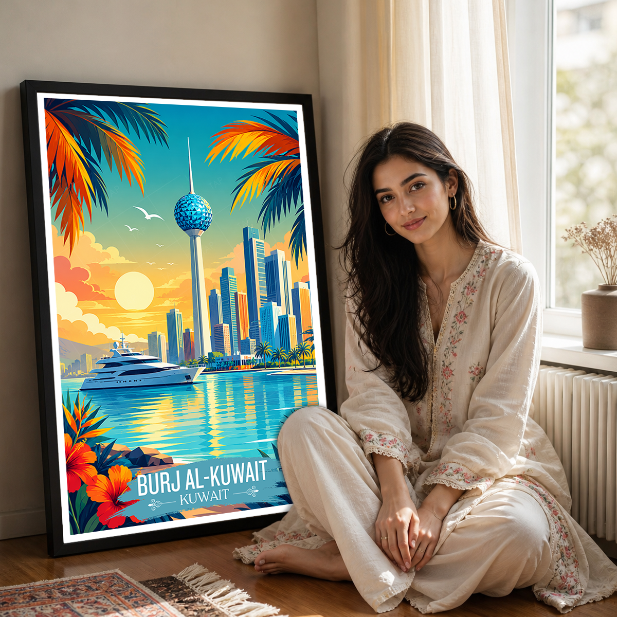 Burj Al-Kuwait - Kuwait - Travel Art Wall Deco Poster Print - Art Print - Travel Art Poster