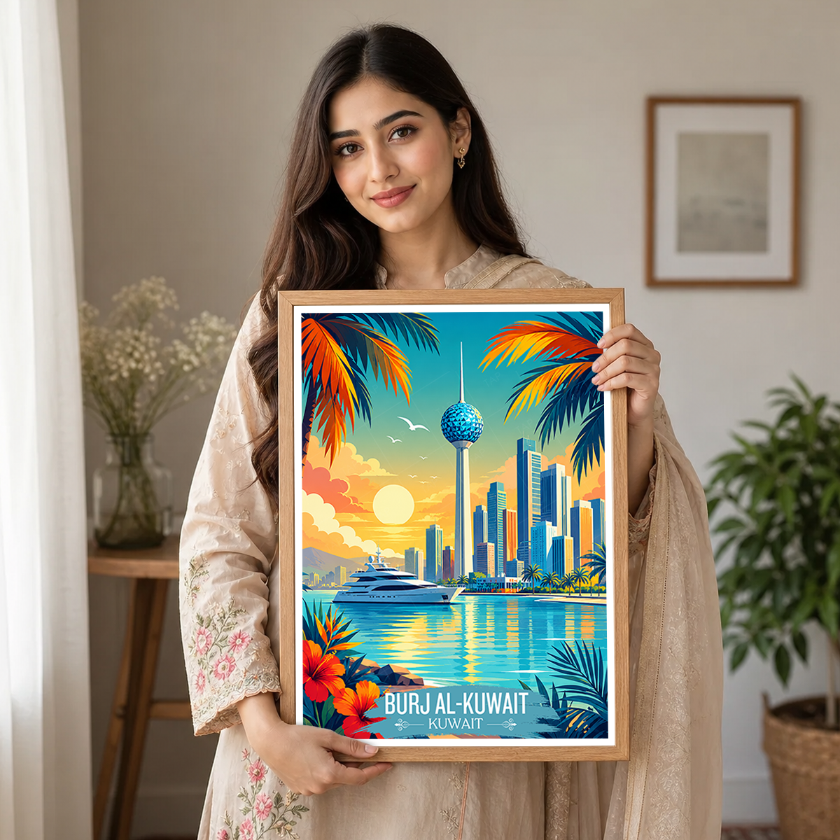 Burj Al-Kuwait - Kuwait - Travel Art Wall Deco Poster Print - Art Print - Travel Art Poster
