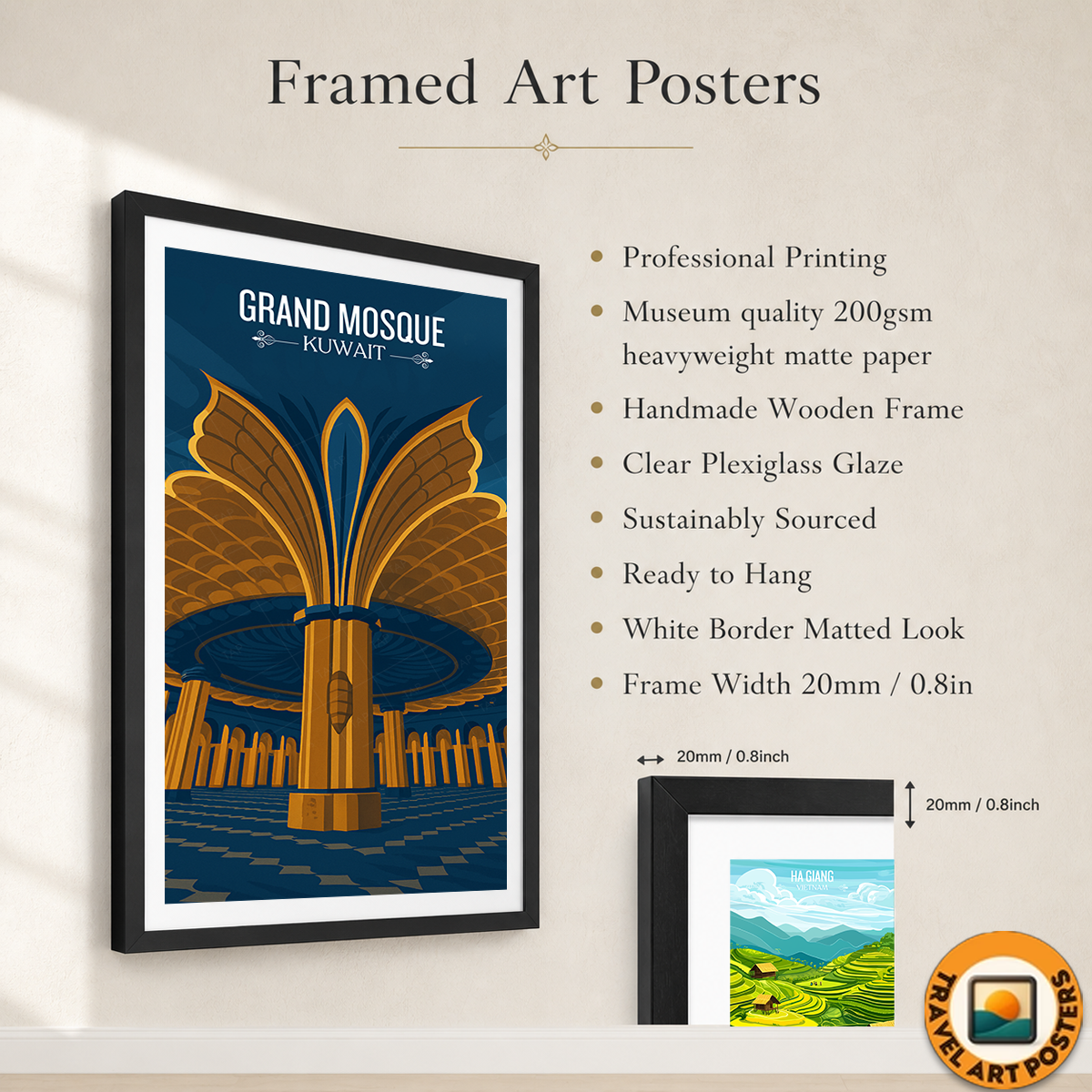 Grand Mosque - Kuwait - Travel Art Wall Deco Poster Print - Art Print - Travel Art Poster