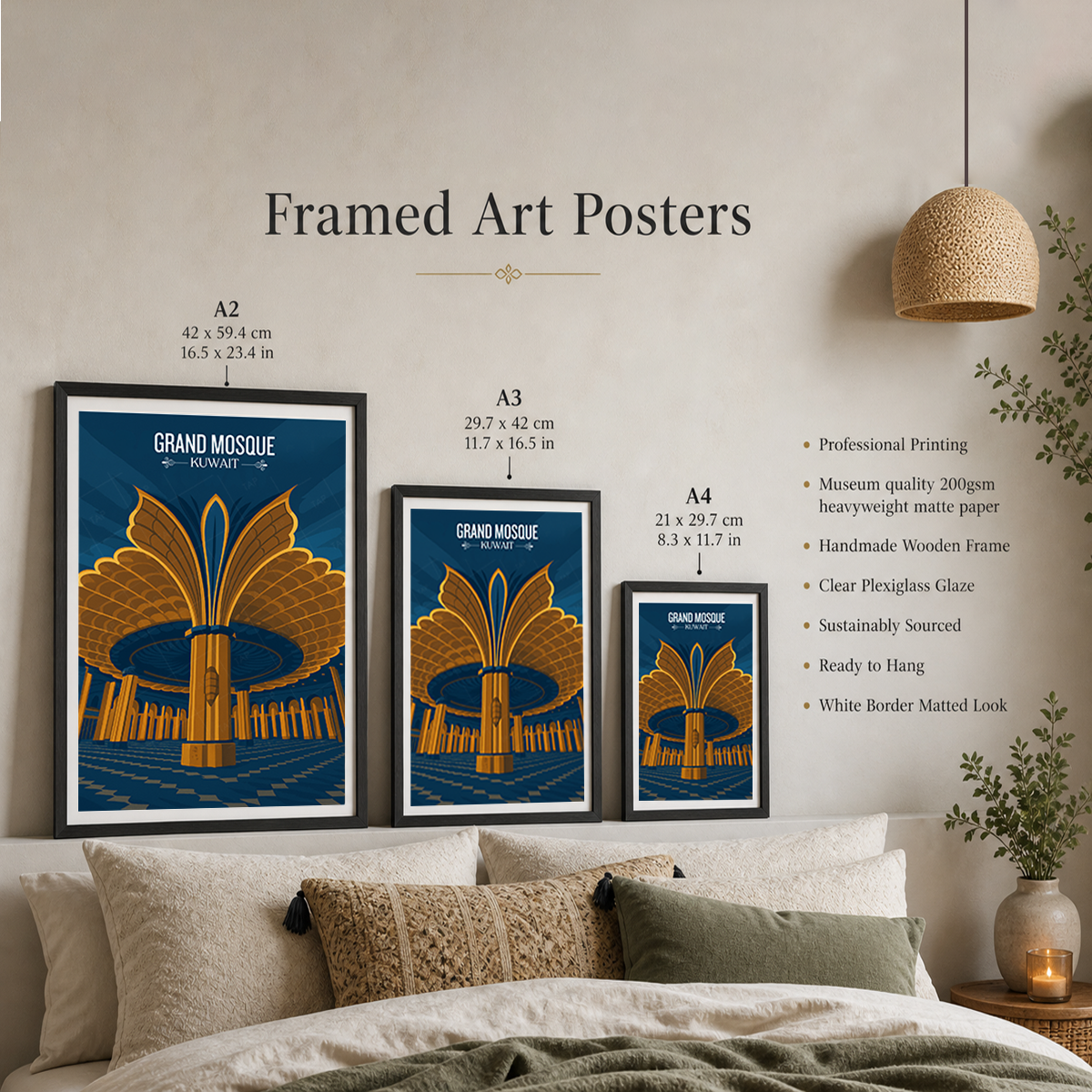 Grand Mosque - Kuwait - Travel Art Wall Deco Poster Print - Art Print - Travel Art Poster