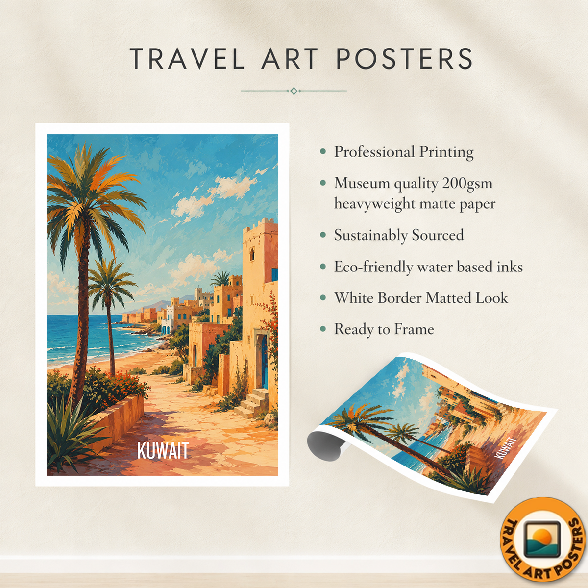 Kuwait - Travel Art Wall Deco Poster Print - Art Print - Travel Art Poster