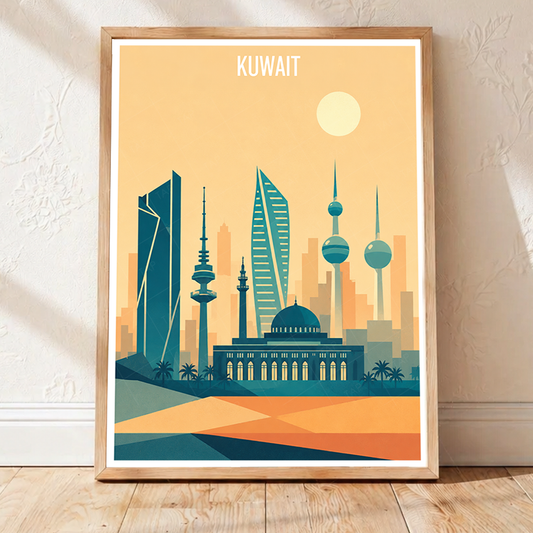 Kuwait City Metropolis - Kuwait - Travel Art Wall Deco Poster Print - Art Print - Travel Art Poster
