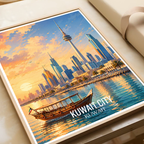 Kuwait City Port - Kuwait - Travel Art Wall Deco Poster Print - Art Print - Travel Art Poster