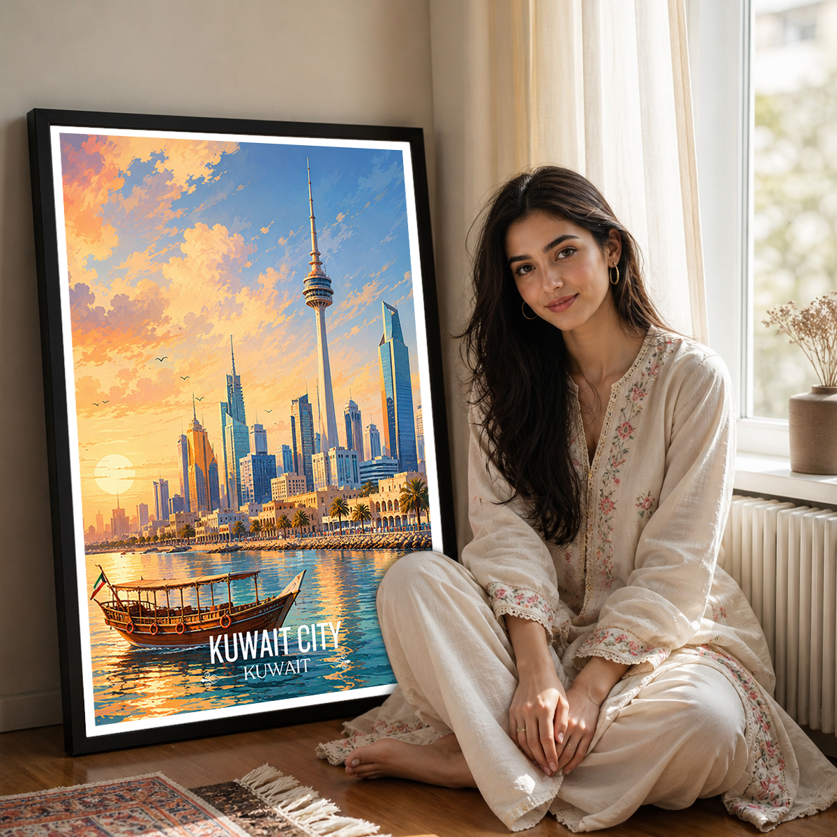 Kuwait City Port - Kuwait - Travel Art Wall Deco Poster Print - Art Print - Travel Art Poster