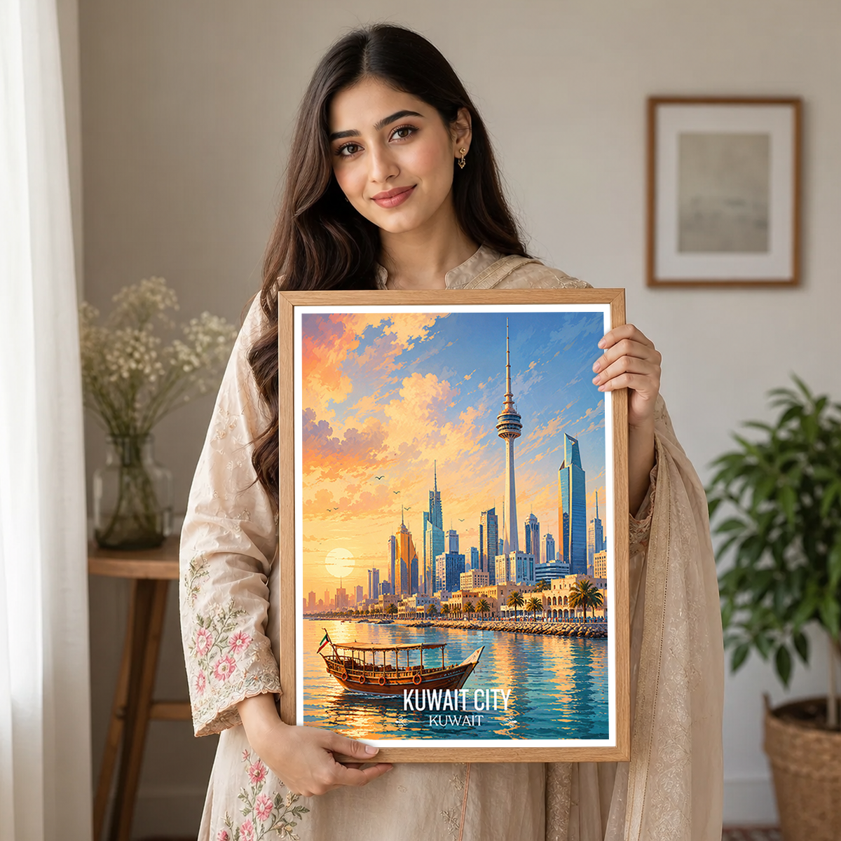 Kuwait City Port - Kuwait - Travel Art Wall Deco Poster Print - Art Print - Travel Art Poster