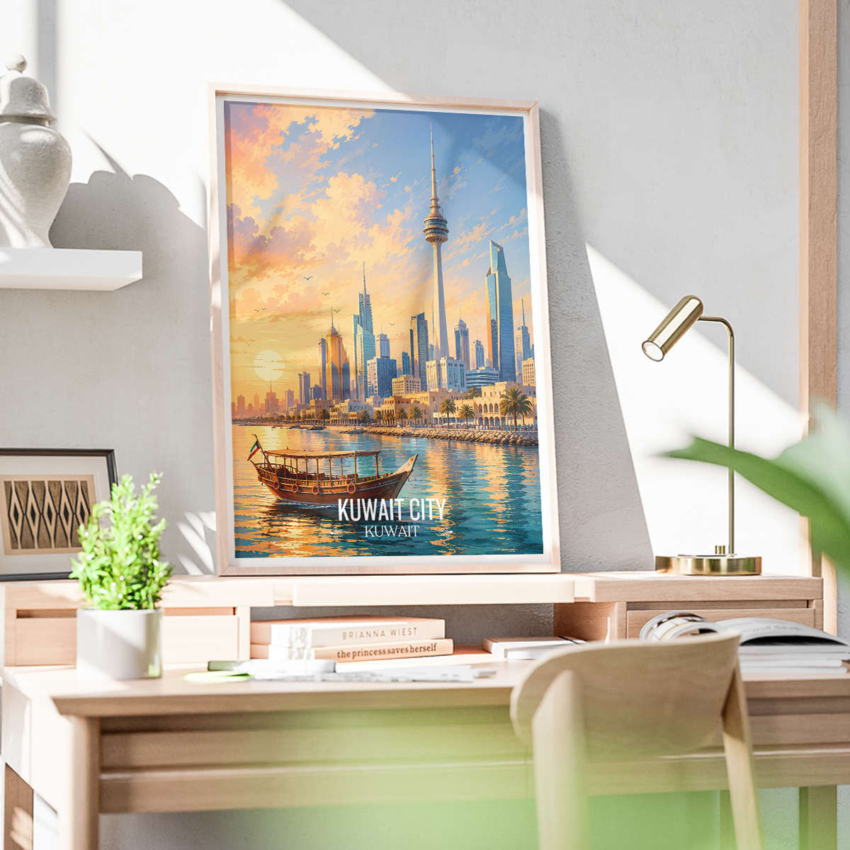 Kuwait City Port - Kuwait - Travel Art Wall Deco Poster Print - Art Print - Travel Art Poster