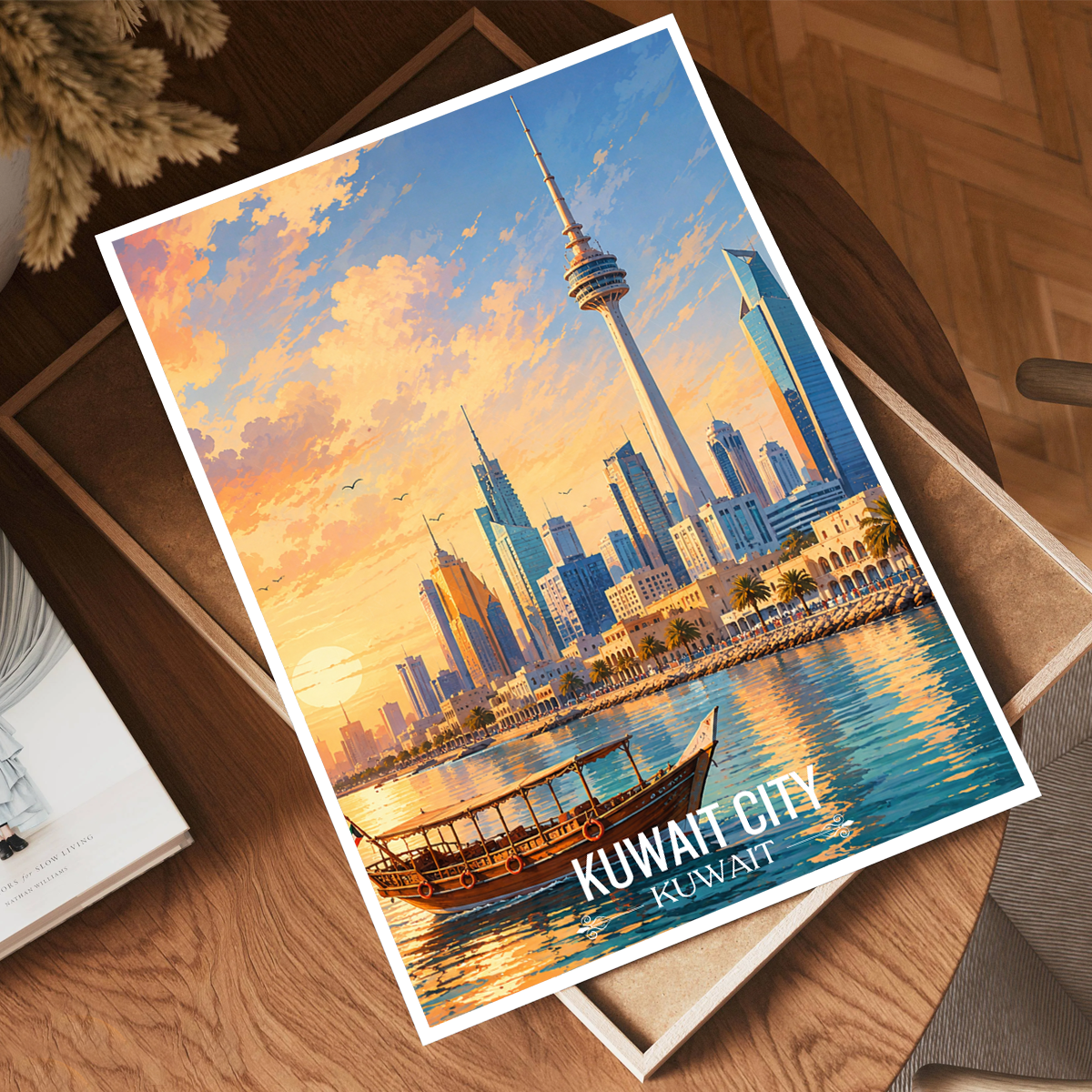 Kuwait City Port - Kuwait - Travel Art Wall Deco Poster Print - Art Print - Travel Art Poster