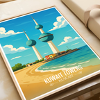 Kuwait Towers - Kuwait - Travel Art Wall Deco Poster Print - Art Print - Travel Art Poster