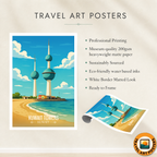 Kuwait Towers - Kuwait - Travel Art Wall Deco Poster Print - Art Print - Travel Art Poster