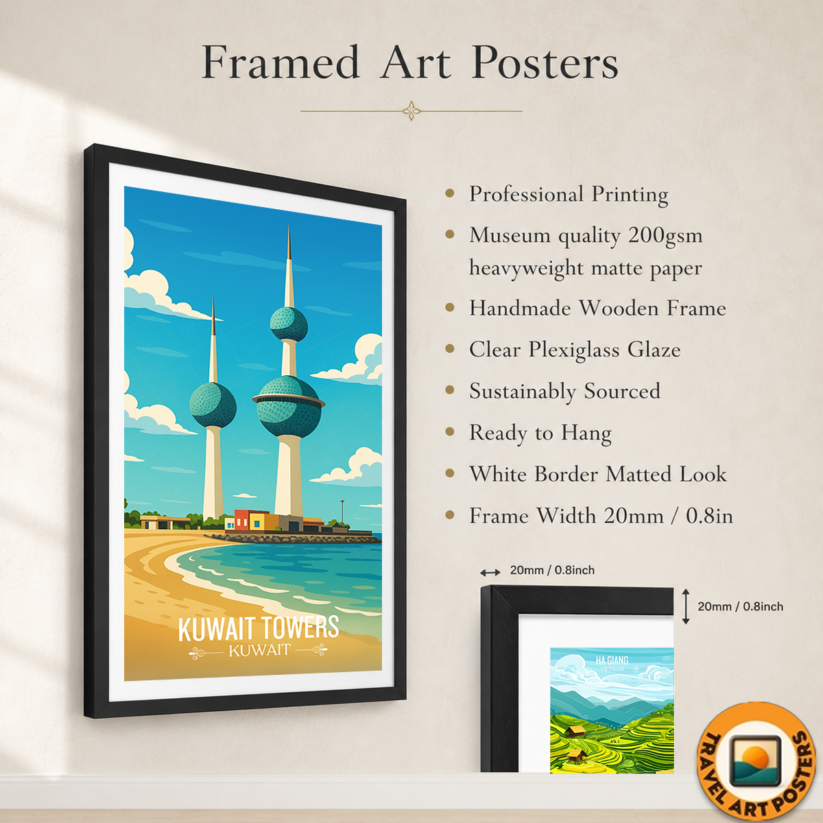 Kuwait Towers - Kuwait - Travel Art Wall Deco Poster Print - Art Print - Travel Art Poster