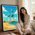 Kuwait Towers - Kuwait - Travel Art Wall Deco Poster Print - Art Print - Travel Art Poster