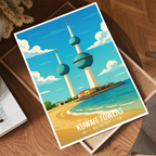 Kuwait Towers - Kuwait - Travel Art Wall Deco Poster Print - Art Print - Travel Art Poster