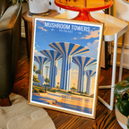 Mushroom Towers - Kuwait - Travel Art Wall Deco Poster Print - Art Print - Travel Art Poster