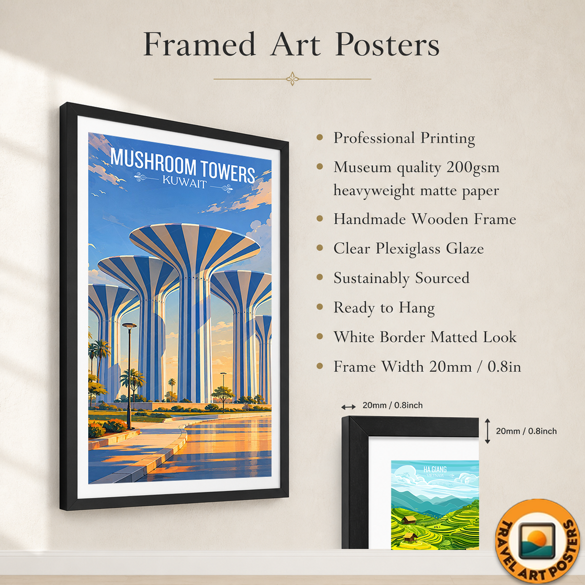 Mushroom Towers - Kuwait - Travel Art Wall Deco Poster Print - Art Print - Travel Art Poster