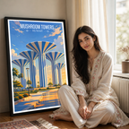 Mushroom Towers - Kuwait - Travel Art Wall Deco Poster Print - Art Print - Travel Art Poster