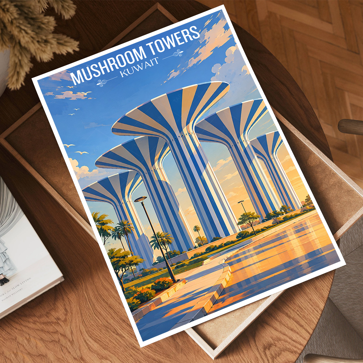 Mushroom Towers - Kuwait - Travel Art Wall Deco Poster Print - Art Print - Travel Art Poster