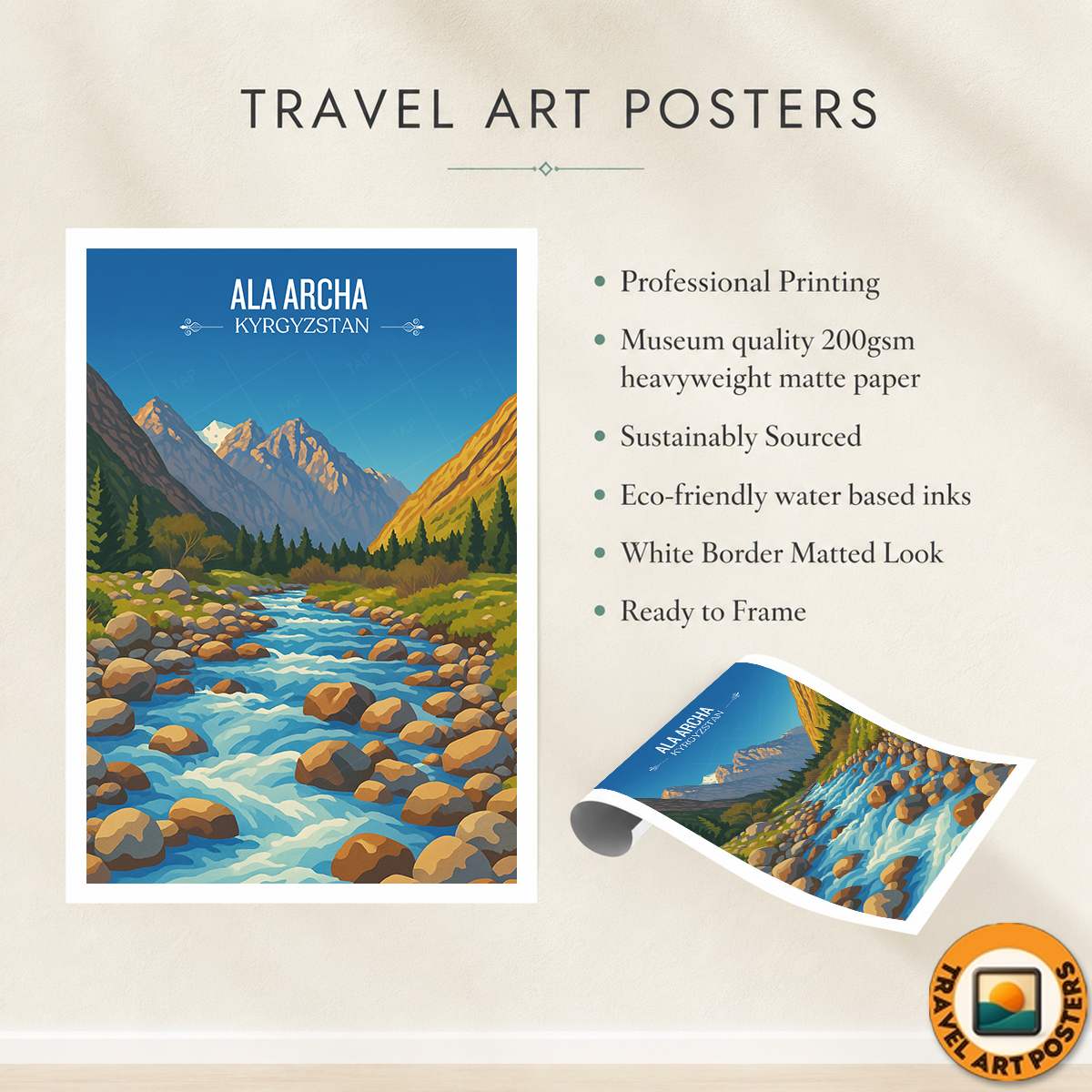 Ala Archa - Kyrgyzstan - Travel Art Wall Deco Poster Print - Art Print - Travel Art Poster