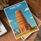 Burana Tower - Kyrgyzstan - Travel Art Wall Deco Poster Print - Art Print - Travel Art Poster