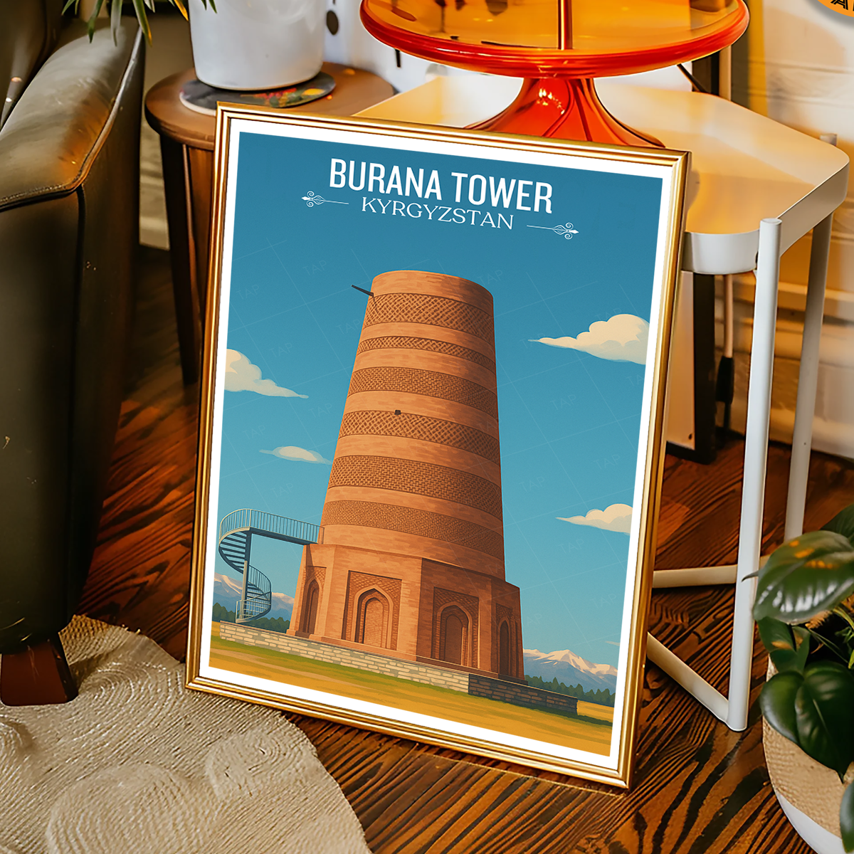 Burana Tower - Kyrgyzstan - Travel Art Wall Deco Poster Print - Art Print - Travel Art Poster