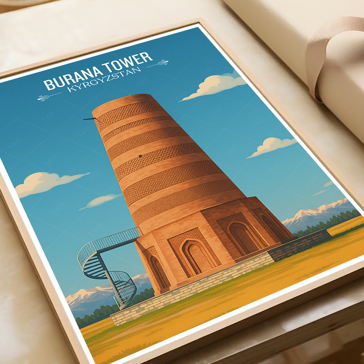 Burana Tower - Kyrgyzstan - Travel Art Wall Deco Poster Print - Art Print - Travel Art Poster