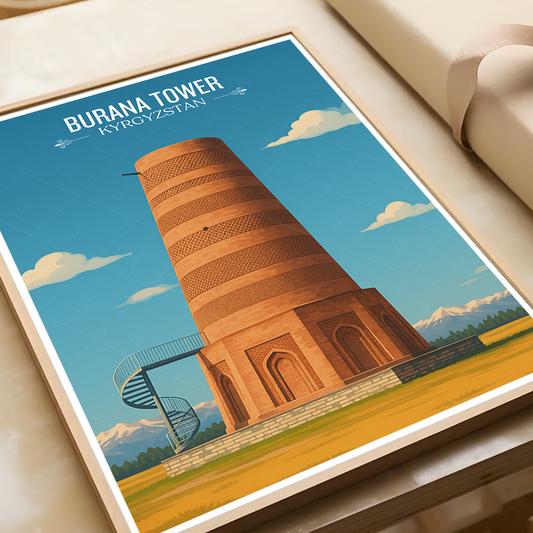 Burana Tower - Kyrgyzstan - Travel Art Wall Deco Poster Print - Art Print - Travel Art Poster
