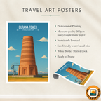 Burana Tower - Kyrgyzstan - Travel Art Wall Deco Poster Print - Art Print - Travel Art Poster