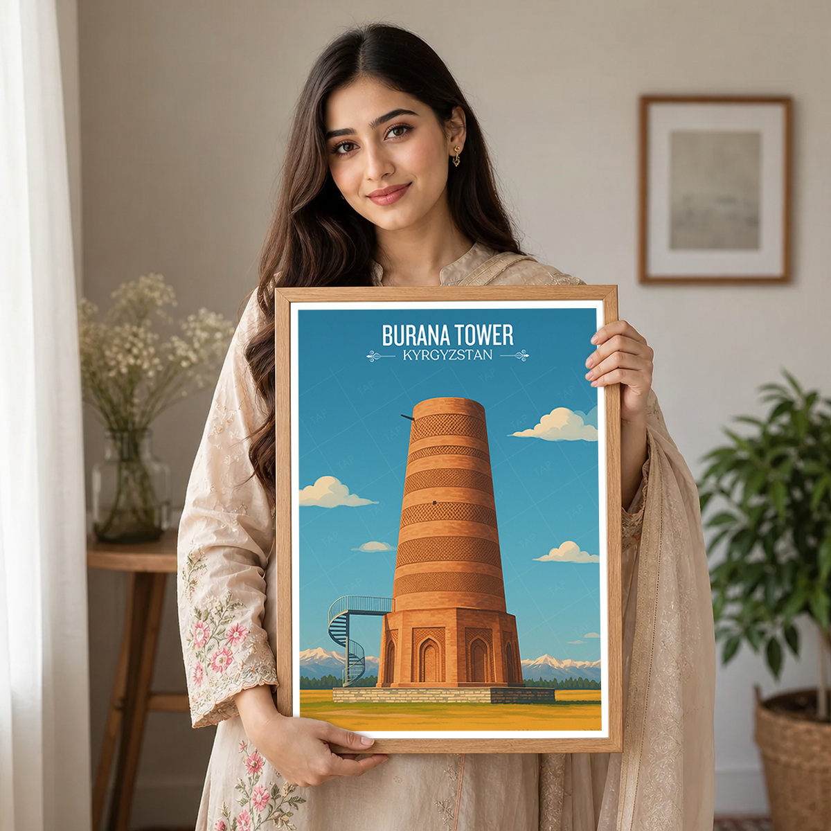 Burana Tower - Kyrgyzstan - Travel Art Wall Deco Poster Print - Art Print - Travel Art Poster