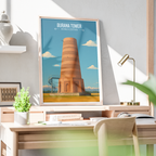 Burana Tower - Kyrgyzstan - Travel Art Wall Deco Poster Print - Art Print - Travel Art Poster