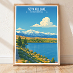 Issyk Kul Lake - Kyrgyzstan - Travel Art Wall Deco Poster Print - Art Print - Travel Art Poster