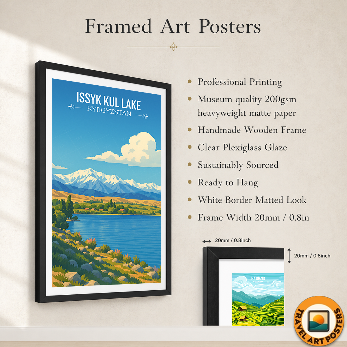 Issyk Kul Lake - Kyrgyzstan - Travel Art Wall Deco Poster Print - Art Print - Travel Art Poster
