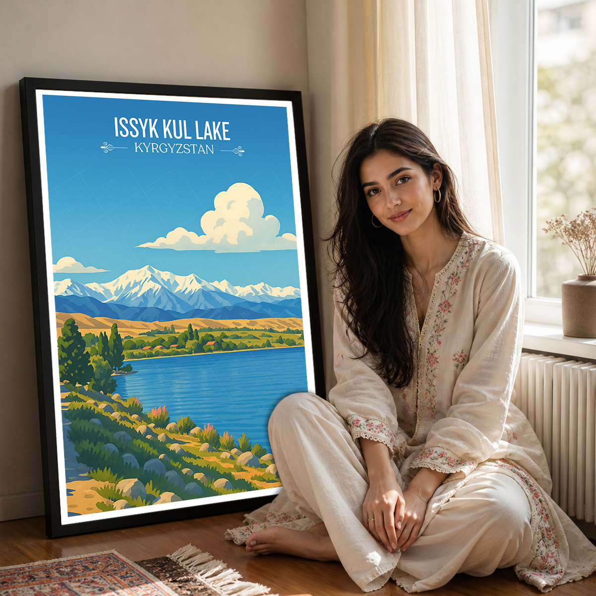 Issyk Kul Lake - Kyrgyzstan - Travel Art Wall Deco Poster Print - Art Print - Travel Art Poster
