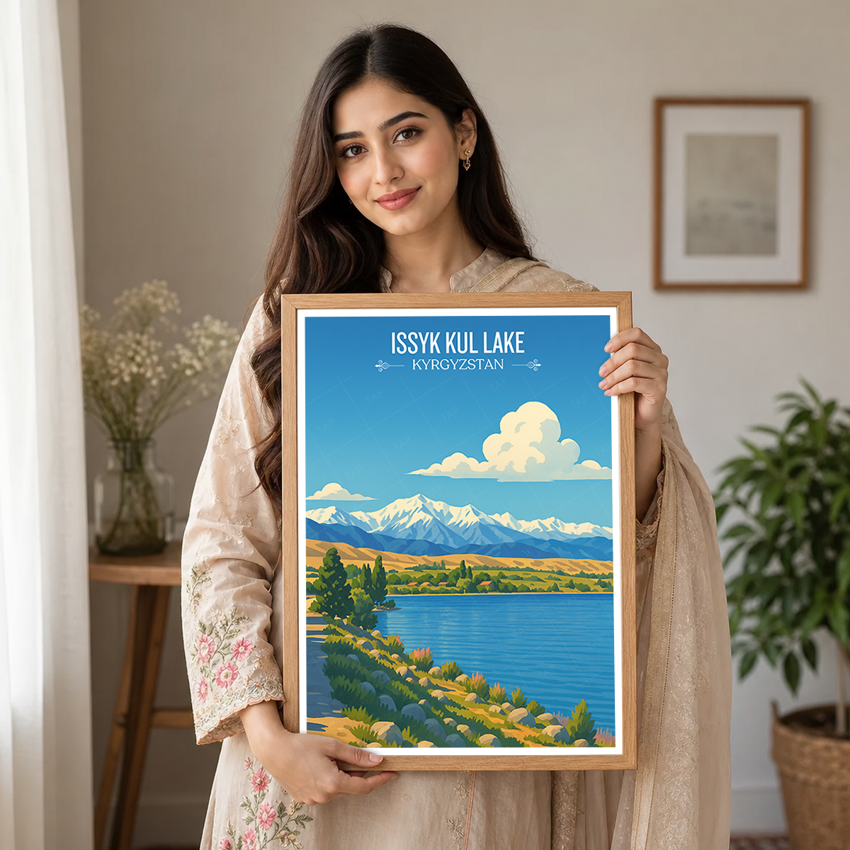 Issyk Kul Lake - Kyrgyzstan - Travel Art Wall Deco Poster Print - Art Print - Travel Art Poster