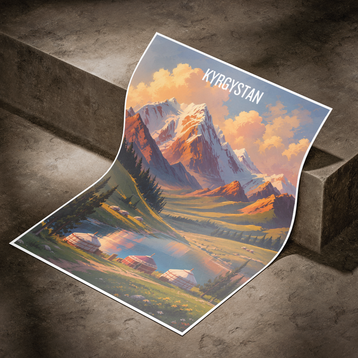 Kyrgyzstan - Travel Art Wall Poster Print - Art Print - Travel Art Poster