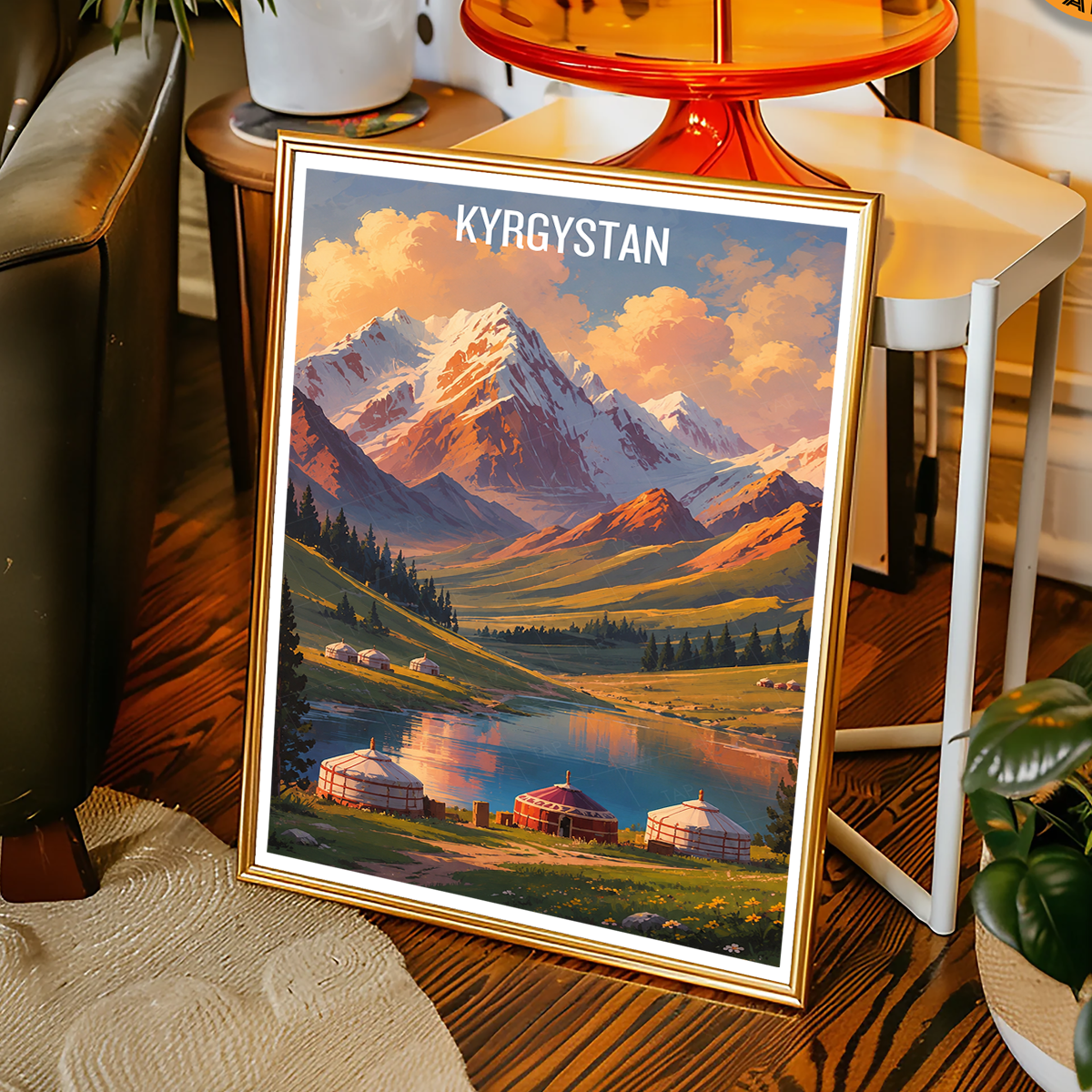 Kyrgyzstan - Travel Art Wall Poster Print - Art Print - Travel Art Poster