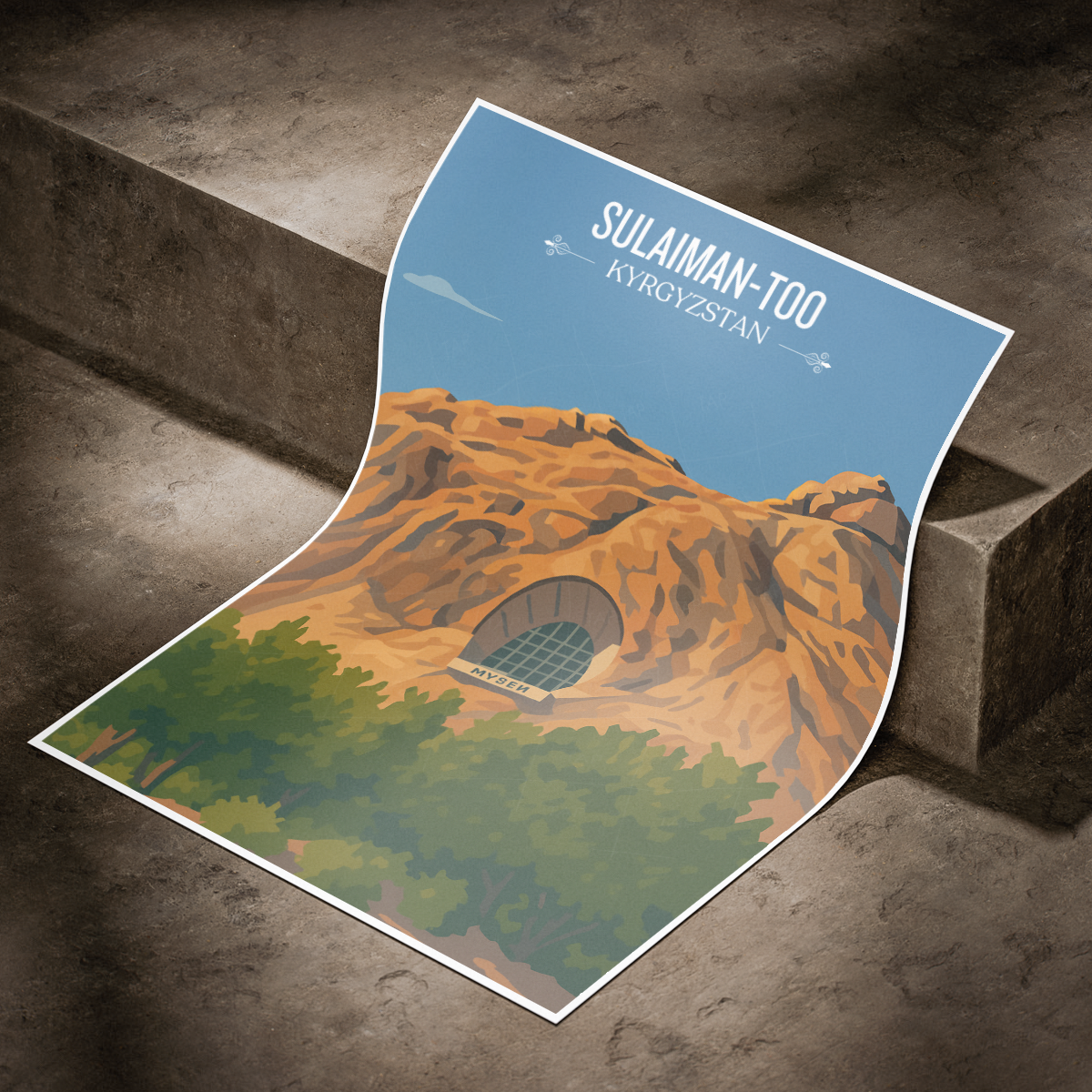 Sulaiman-Too - Kyrgyzstan - Travel Art Wall Deco Poster Print - Art Print - Travel Art Poster