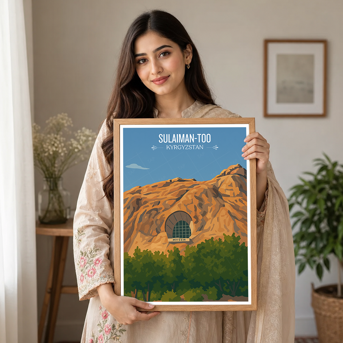 Sulaiman-Too - Kyrgyzstan - Travel Art Wall Deco Poster Print - Art Print - Travel Art Poster