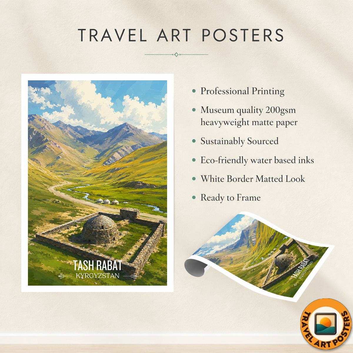 Tash Rabat - Kyrgyzstan - Travel Art Wall Deco Poster Print - Art Print - Travel Art Poster