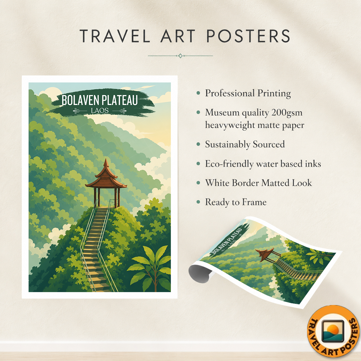 Bolaven Plateau - Laos - Travel Art Wall Decor Poster Print - Art Print - Travel Art Poster