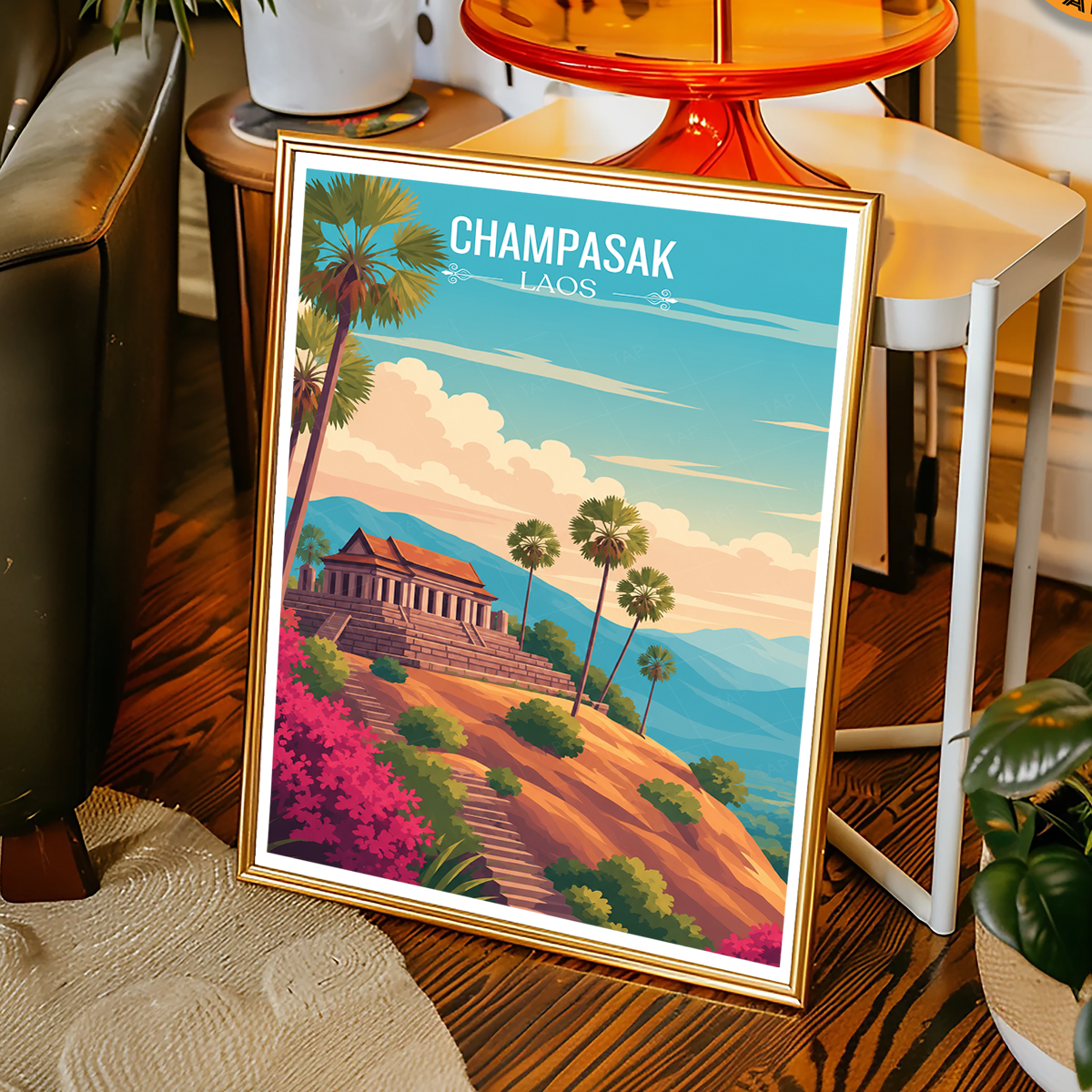 Champasak - Laos - Travel Art Wall Decor Poster Print - Art Print - Travel Art Poster