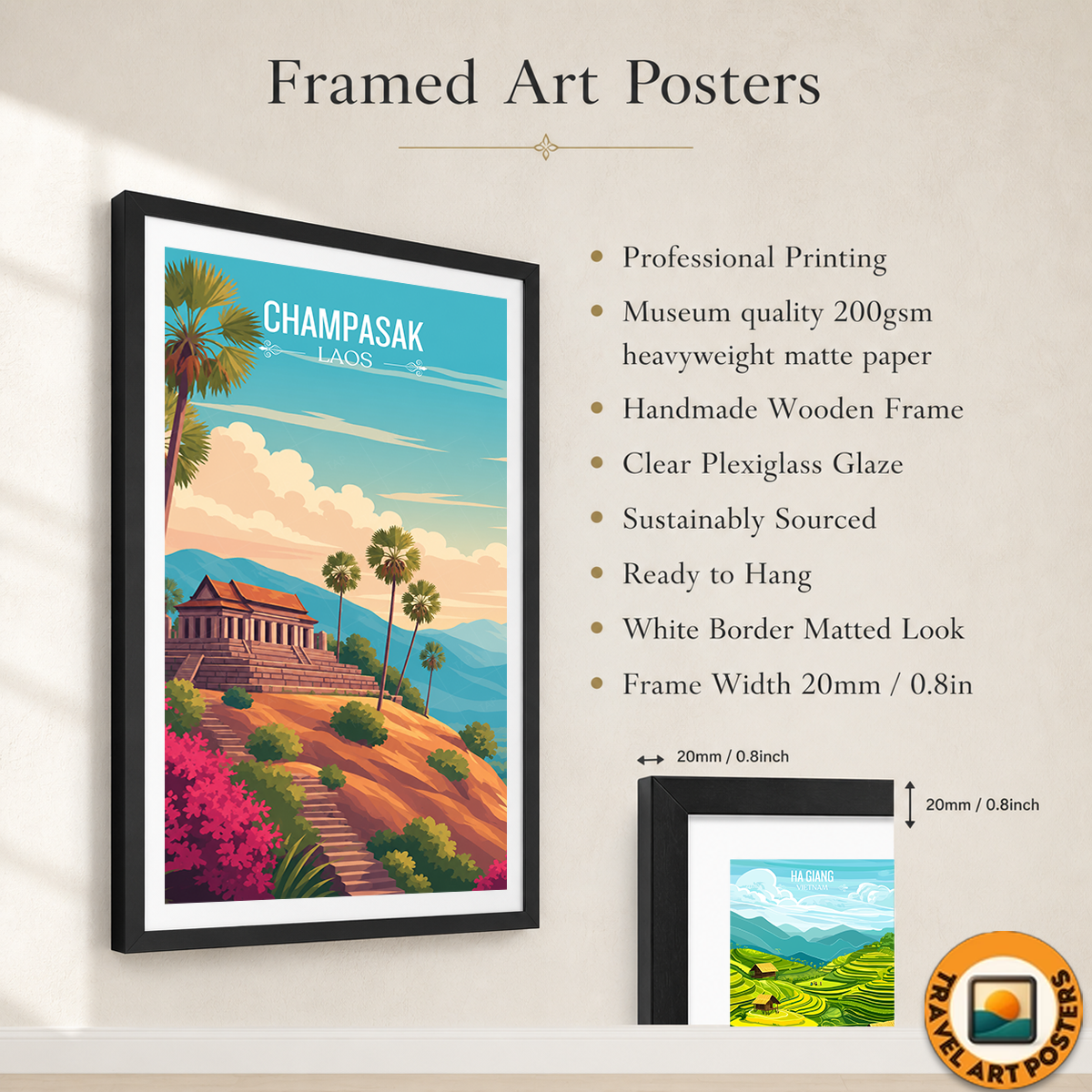 Champasak - Laos - Travel Art Wall Decor Poster Print - Art Print - Travel Art Poster